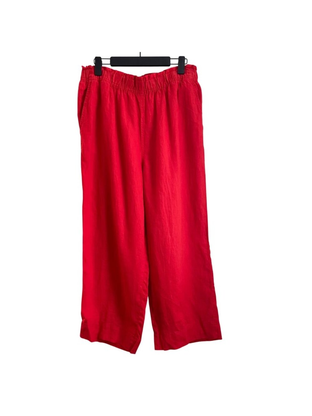 H&M Women Coastal Resort Linen Wide Leg Pants Size L Red Minimalist Quiet Luxury